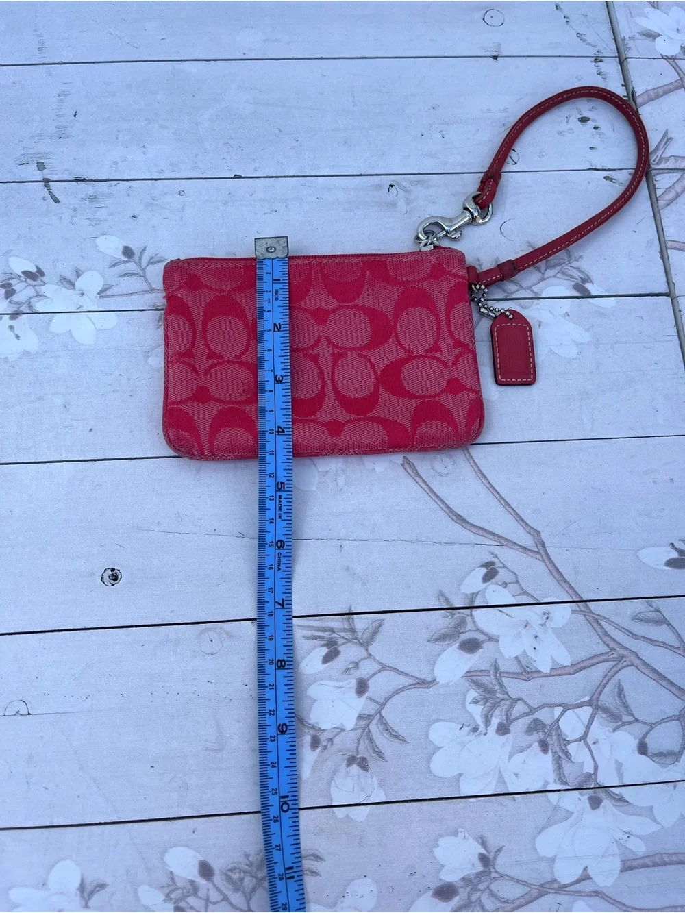 Coach Red Signature Canvas Wristlet